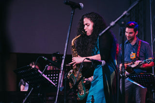 Jazz performer playing saxophone